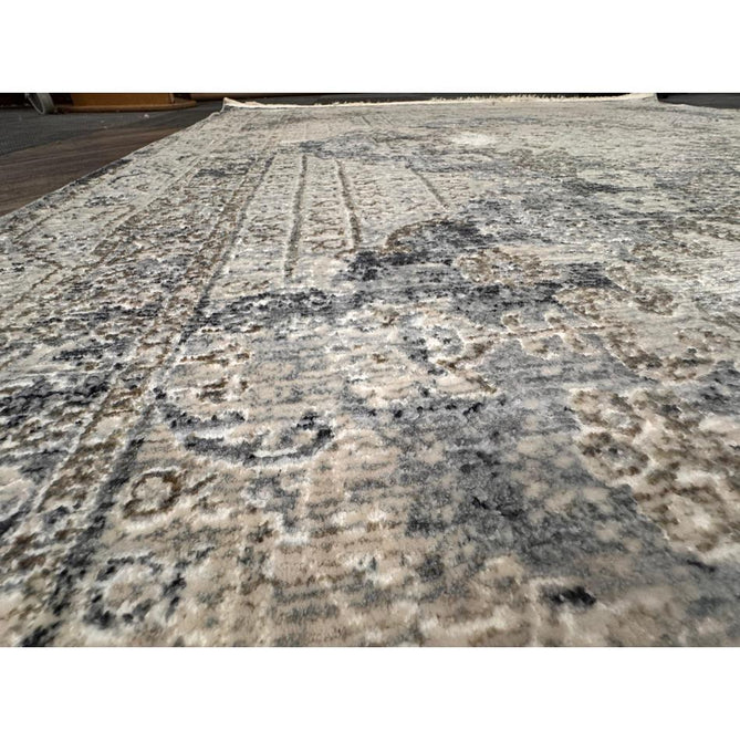 Athena 18739 Traditional Vintage Distressed Shimmer Medallion Border Soft-Touch Low Profile Short Pile Grey/Blue/Ivory/Taupe Rug-Think Rugs-Rug Love - The Most Loved Rug Store