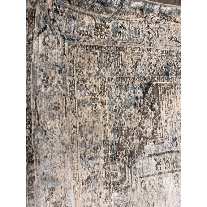Athena 18739 Traditional Vintage Distressed Shimmer Medallion Border Soft-Touch Low Profile Short Pile Grey/Blue/Ivory/Taupe Rug-Think Rugs-Rug Love - The Most Loved Rug Store