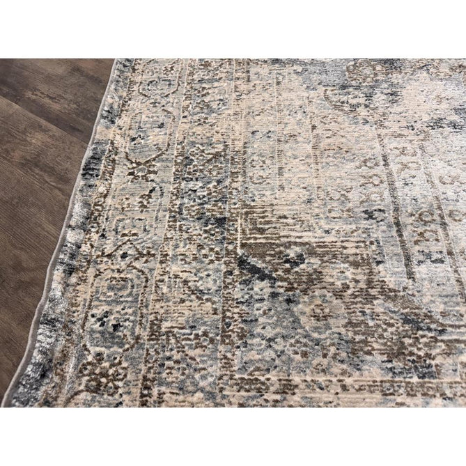Athena 18739 Traditional Vintage Distressed Shimmer Medallion Border Soft-Touch Low Profile Short Pile Grey/Blue/Ivory/Taupe Rug-Think Rugs-Rug Love - The Most Loved Rug Store