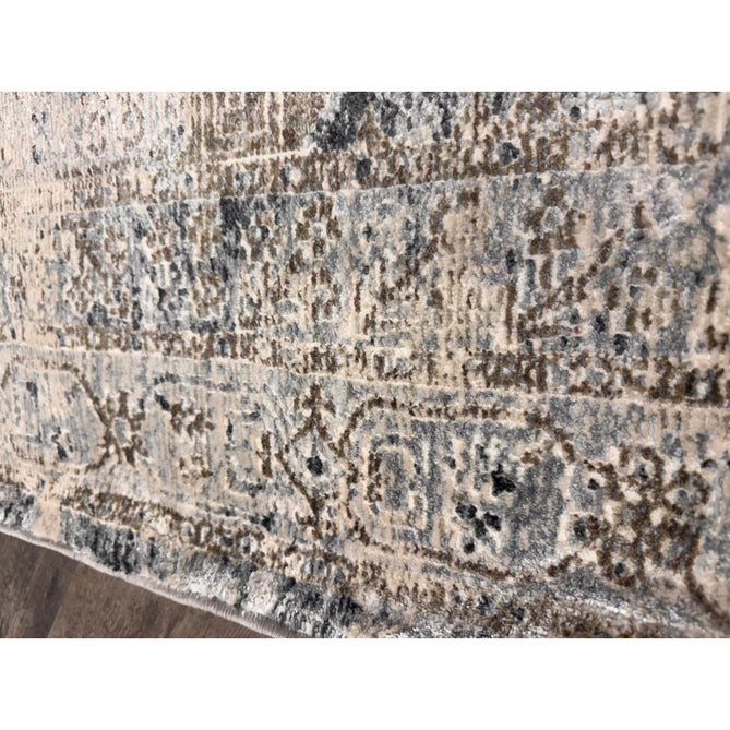 Athena 18739 Traditional Vintage Distressed Shimmer Medallion Border Soft-Touch Low Profile Short Pile Grey/Blue/Ivory/Taupe Rug-Think Rugs-Rug Love - The Most Loved Rug Store