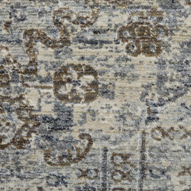 Athena 18739 Traditional Vintage Distressed Shimmer Medallion Border Soft-Touch Low Profile Short Pile Grey/Blue/Ivory/Taupe Rug-Think Rugs-Rug Love - The Most Loved Rug Store