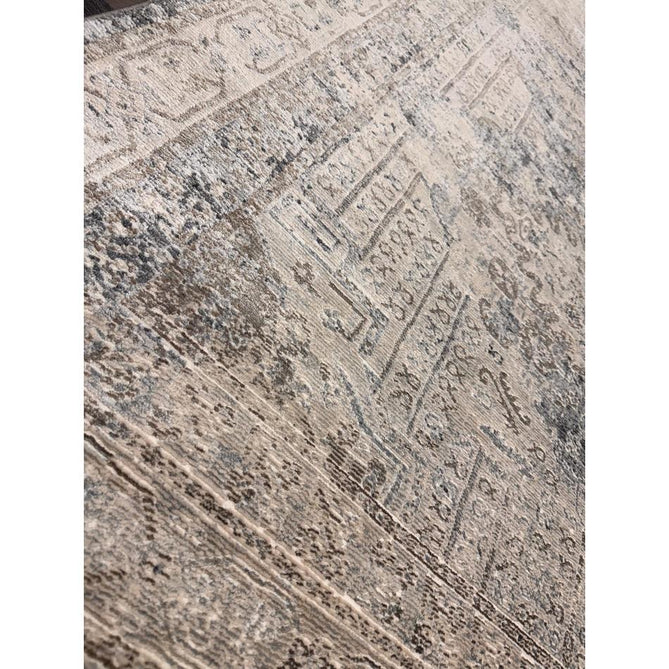 Athena 18739 Traditional Vintage Distressed Shimmer Medallion Border Soft-Touch Low Profile Short Pile Grey/Blue/Ivory/Taupe Rug-Think Rugs-Rug Love - The Most Loved Rug Store