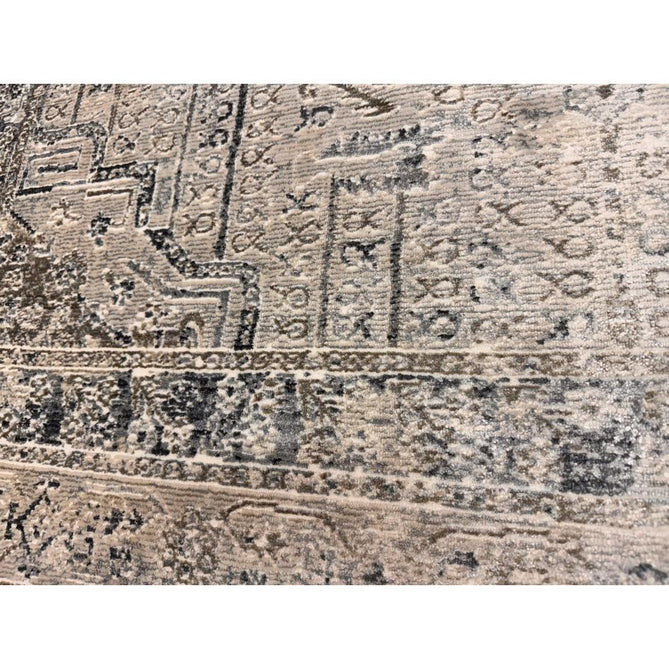 Athena 18739 Traditional Vintage Distressed Shimmer Medallion Border Soft-Touch Low Profile Short Pile Grey/Blue/Ivory/Taupe Rug-Think Rugs-Rug Love - The Most Loved Rug Store