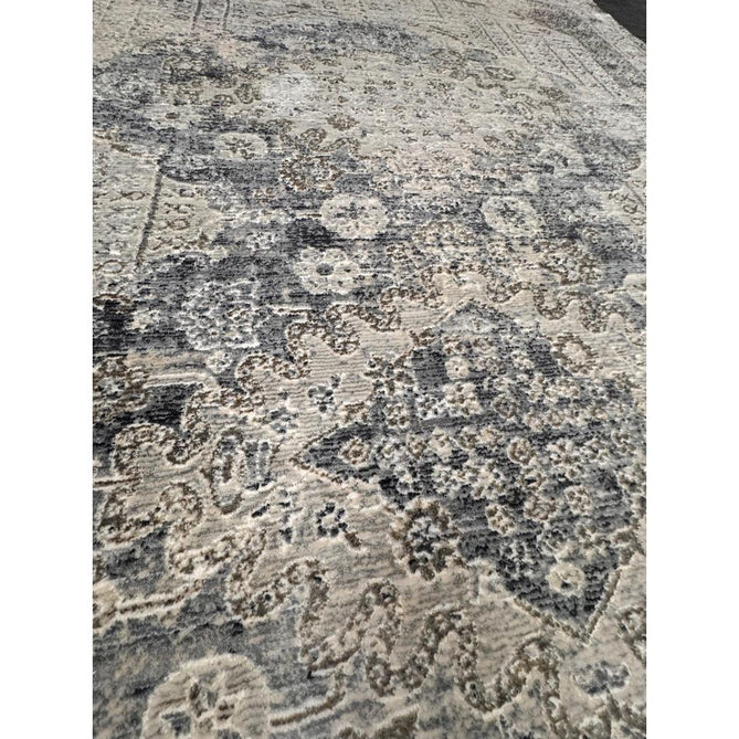 Athena 18739 Traditional Vintage Distressed Shimmer Medallion Border Soft-Touch Low Profile Short Pile Grey/Blue/Ivory/Taupe Rug-Think Rugs-Rug Love - The Most Loved Rug Store
