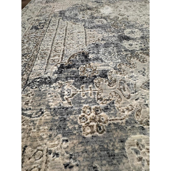 Athena 18739 Traditional Vintage Distressed Shimmer Medallion Border Soft-Touch Low Profile Short Pile Grey/Blue/Ivory/Taupe Rug-Think Rugs-Rug Love - The Most Loved Rug Store