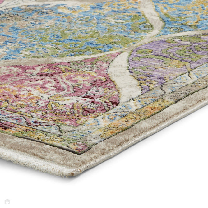 Athena 24021 Traditional Moroccan Tile Vintage Distressed Multicolour/Green/Blue/Pink Rug-Think Rugs-Rug Love - The Most Loved Rug Store