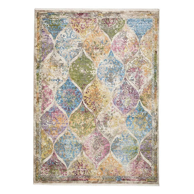 Athena 24021 Traditional Moroccan Tile Vintage Distressed Multicolour/Green/Blue/Pink Rug-Think Rugs-Rug Love - The Most Loved Rug Store