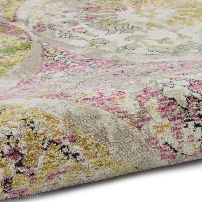 Athena 24021 Traditional Moroccan Tile Vintage Distressed Shimmer Soft-Touch Low Profile Short Pile Multicolour/Green/Blue/Pink Rug-Think Rugs-Rug Love - The Most Loved Rug Store