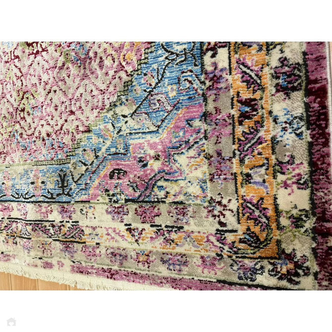 Athena 24023 Traditional Moroccan Medallion Border Vintage Distressed Multicolour/Pink/Blue/Beige Rug-Think Rugs-Rug Love - The Most Loved Rug Store