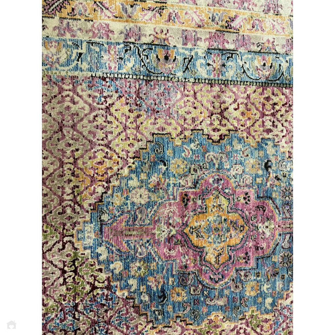 Athena 24023 Traditional Moroccan Medallion Border Vintage Distressed Multicolour/Pink/Blue/Beige Rug-Think Rugs-Rug Love - The Most Loved Rug Store