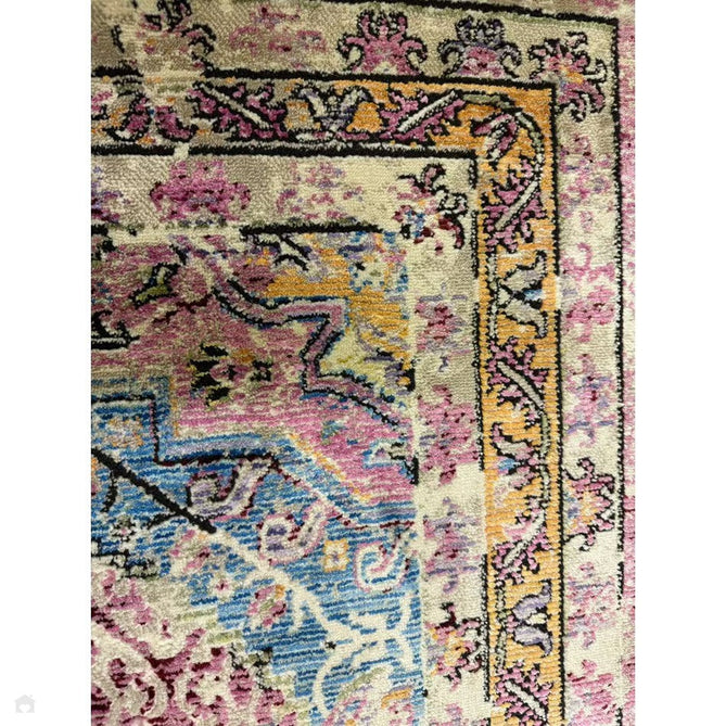 Athena 24023 Traditional Moroccan Medallion Border Vintage Distressed Multicolour/Pink/Blue/Beige Rug-Think Rugs-Rug Love - The Most Loved Rug Store