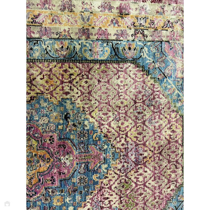 Athena 24023 Traditional Moroccan Medallion Border Vintage Distressed Multicolour/Pink/Blue/Beige Rug-Think Rugs-Rug Love - The Most Loved Rug Store