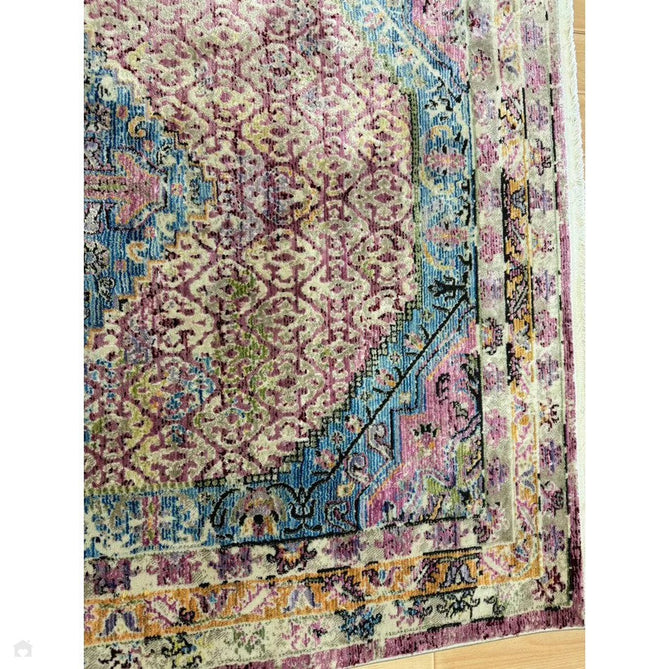 Athena 24023 Traditional Moroccan Medallion Border Vintage Distressed Multicolour/Pink/Blue/Beige Rug-Think Rugs-Rug Love - The Most Loved Rug Store
