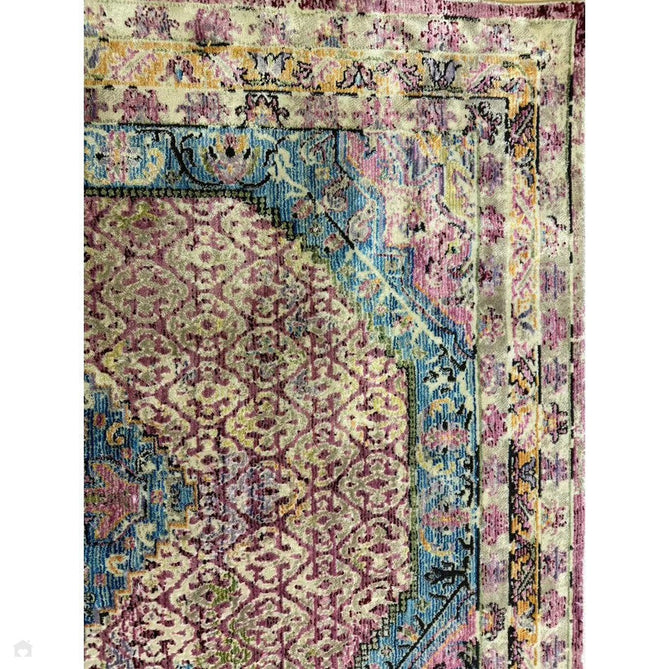 Athena 24023 Traditional Moroccan Medallion Border Vintage Distressed Multicolour/Pink/Blue/Beige Rug-Think Rugs-Rug Love - The Most Loved Rug Store