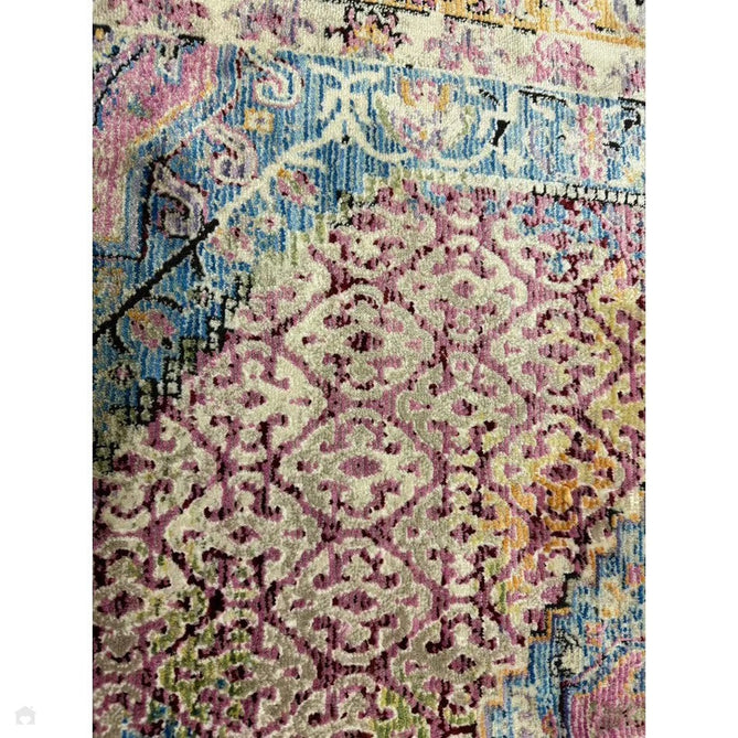 Athena 24023 Traditional Moroccan Medallion Border Vintage Distressed Multicolour/Pink/Blue/Beige Rug-Think Rugs-Rug Love - The Most Loved Rug Store