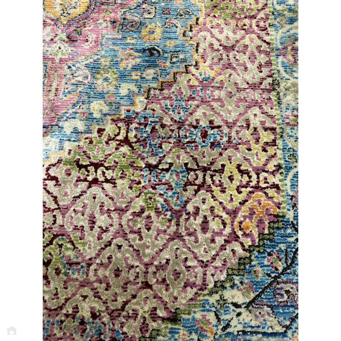 Athena 24023 Traditional Moroccan Medallion Border Vintage Distressed Multicolour/Pink/Blue/Beige Rug-Think Rugs-Rug Love - The Most Loved Rug Store