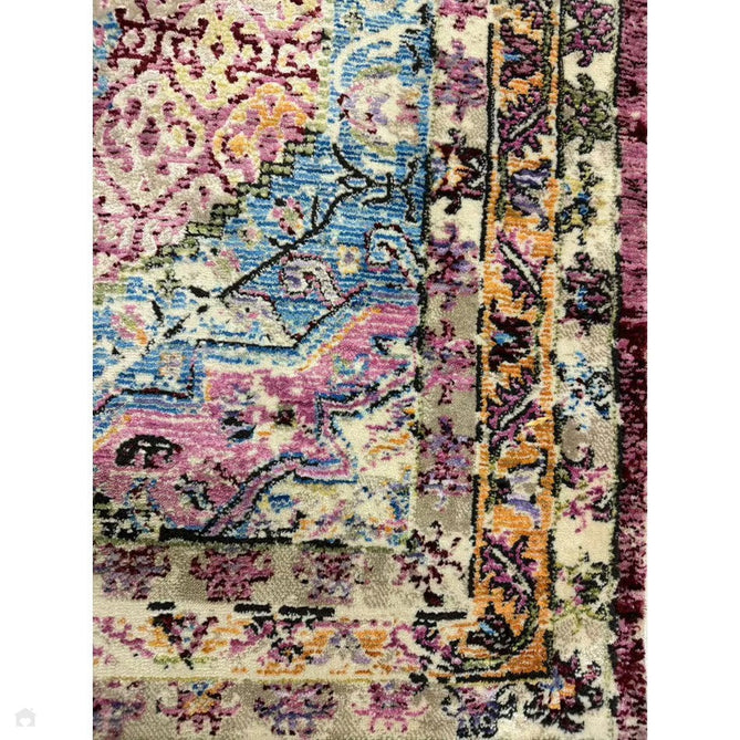 Athena 24023 Traditional Moroccan Medallion Border Vintage Distressed Multicolour/Pink/Blue/Beige Rug-Think Rugs-Rug Love - The Most Loved Rug Store