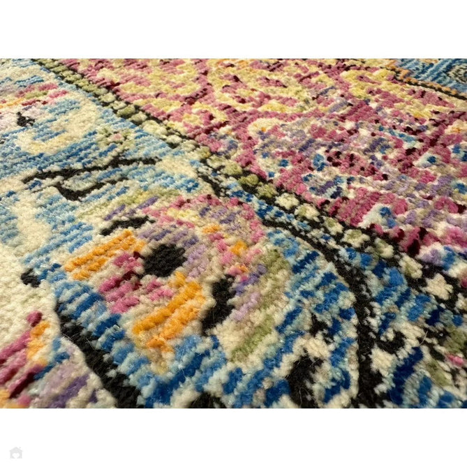 Athena 24023 Traditional Moroccan Medallion Border Vintage Distressed Multicolour/Pink/Blue/Beige Rug-Think Rugs-Rug Love - The Most Loved Rug Store
