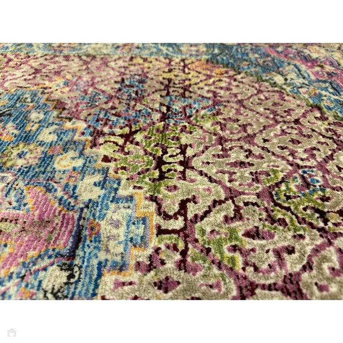 Athena 24023 Traditional Moroccan Medallion Border Vintage Distressed Multicolour/Pink/Blue/Beige Rug-Think Rugs-Rug Love - The Most Loved Rug Store