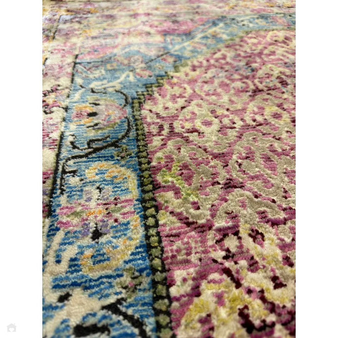 Athena 24023 Traditional Moroccan Medallion Border Vintage Distressed Multicolour/Pink/Blue/Beige Rug-Think Rugs-Rug Love - The Most Loved Rug Store