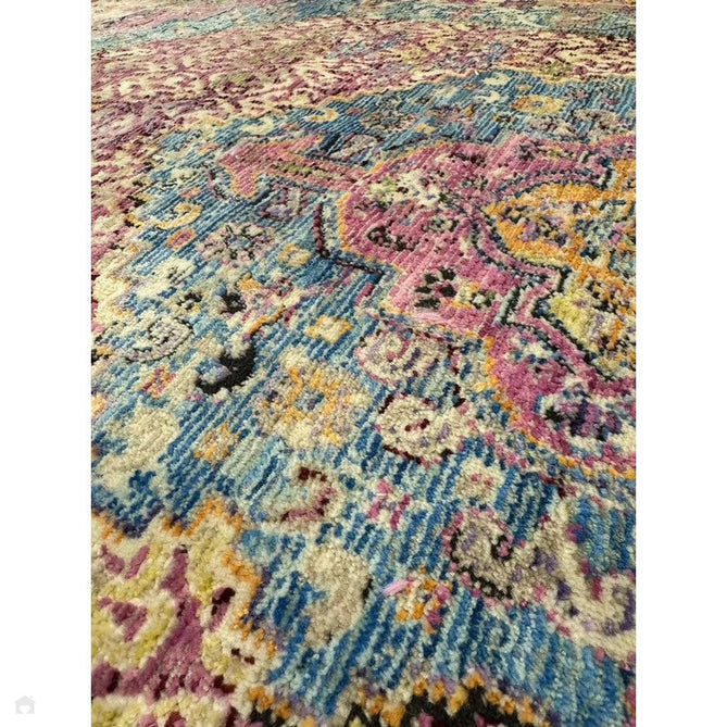 Athena 24023 Traditional Moroccan Medallion Border Vintage Distressed Multicolour/Pink/Blue/Beige Rug-Think Rugs-Rug Love - The Most Loved Rug Store