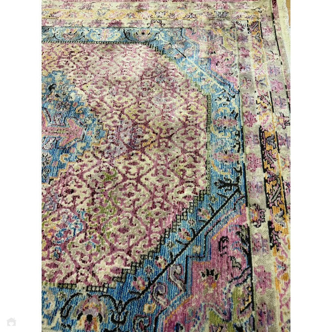 Athena 24023 Traditional Moroccan Medallion Border Vintage Distressed Multicolour/Pink/Blue/Beige Rug-Think Rugs-Rug Love - The Most Loved Rug Store