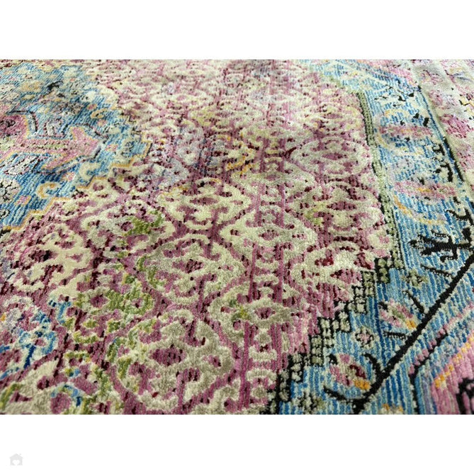 Athena 24023 Traditional Moroccan Medallion Border Vintage Distressed Multicolour/Pink/Blue/Beige Rug-Think Rugs-Rug Love - The Most Loved Rug Store