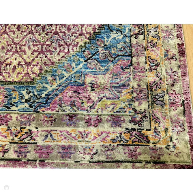 Athena 24023 Traditional Moroccan Medallion Border Vintage Distressed Multicolour/Pink/Blue/Beige Rug-Think Rugs-Rug Love - The Most Loved Rug Store