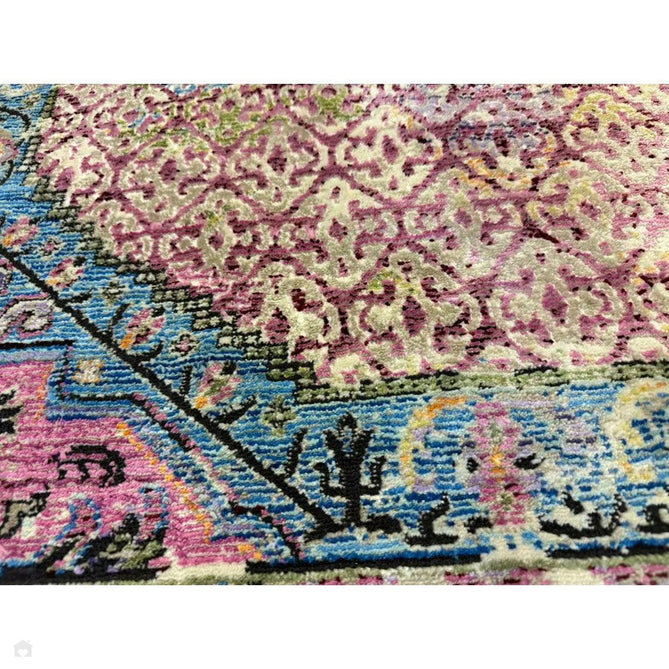 Athena 24023 Traditional Moroccan Medallion Border Vintage Distressed Multicolour/Pink/Blue/Beige Rug-Think Rugs-Rug Love - The Most Loved Rug Store