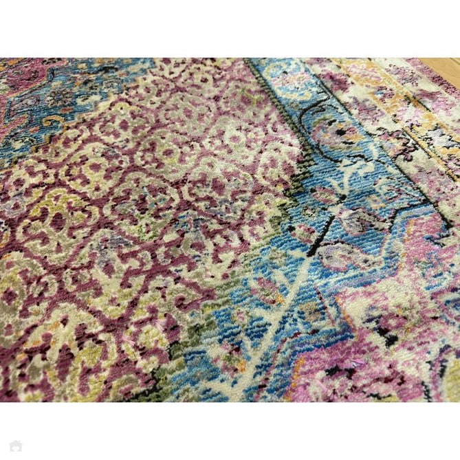 Athena 24023 Traditional Moroccan Medallion Border Vintage Distressed Multicolour/Pink/Blue/Beige Rug-Think Rugs-Rug Love - The Most Loved Rug Store