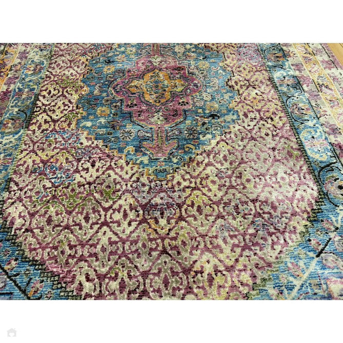 Athena 24023 Traditional Moroccan Medallion Border Vintage Distressed Multicolour/Pink/Blue/Beige Rug-Think Rugs-Rug Love - The Most Loved Rug Store