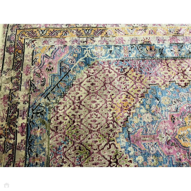 Athena 24023 Traditional Moroccan Medallion Border Vintage Distressed Multicolour/Pink/Blue/Beige Rug-Think Rugs-Rug Love - The Most Loved Rug Store