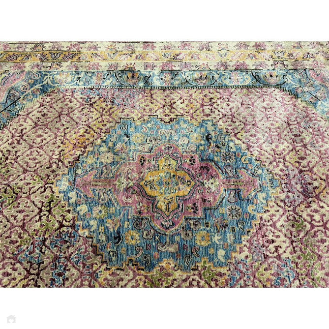Athena 24023 Traditional Moroccan Medallion Border Vintage Distressed Multicolour/Pink/Blue/Beige Rug-Think Rugs-Rug Love - The Most Loved Rug Store
