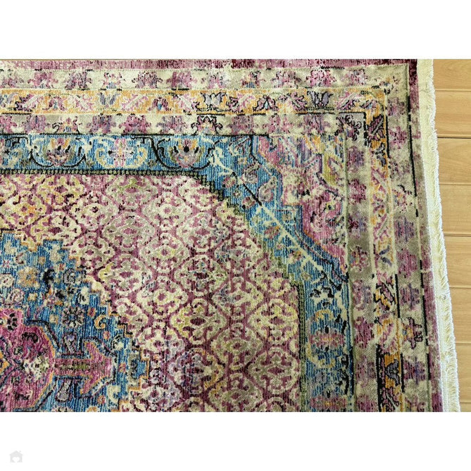 Athena 24023 Traditional Moroccan Medallion Border Vintage Distressed Multicolour/Pink/Blue/Beige Rug-Think Rugs-Rug Love - The Most Loved Rug Store