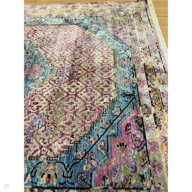 Athena 24023 Traditional Moroccan Medallion Border Vintage Distressed Multicolour/Pink/Blue/Beige Rug-Think Rugs-Rug Love - The Most Loved Rug Store