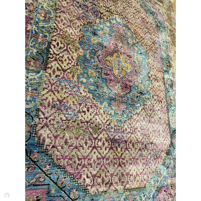 Athena 24023 Traditional Moroccan Medallion Border Vintage Distressed Multicolour/Pink/Blue/Beige Rug-Think Rugs-Rug Love - The Most Loved Rug Store