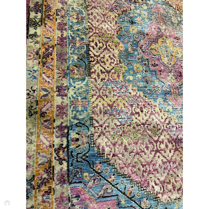 Athena 24023 Traditional Moroccan Medallion Border Vintage Distressed Multicolour/Pink/Blue/Beige Rug-Think Rugs-Rug Love - The Most Loved Rug Store