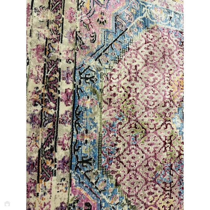 Athena 24023 Traditional Moroccan Medallion Border Vintage Distressed Multicolour/Pink/Blue/Beige Rug-Think Rugs-Rug Love - The Most Loved Rug Store