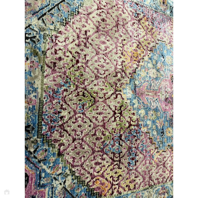 Athena 24023 Traditional Moroccan Medallion Border Vintage Distressed Multicolour/Pink/Blue/Beige Rug-Think Rugs-Rug Love - The Most Loved Rug Store