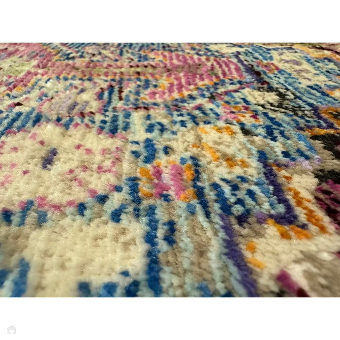 Athena 24023 Traditional Moroccan Medallion Border Vintage Distressed Multicolour/Pink/Blue/Beige Rug-Think Rugs-Rug Love - The Most Loved Rug Store
