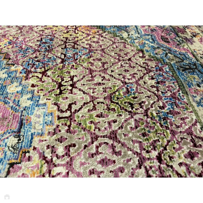 Athena 24023 Traditional Moroccan Medallion Border Vintage Distressed Multicolour/Pink/Blue/Beige Rug-Think Rugs-Rug Love - The Most Loved Rug Store