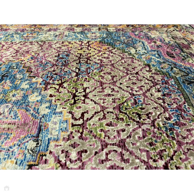 Athena 24023 Traditional Moroccan Medallion Border Vintage Distressed Multicolour/Pink/Blue/Beige Rug-Think Rugs-Rug Love - The Most Loved Rug Store