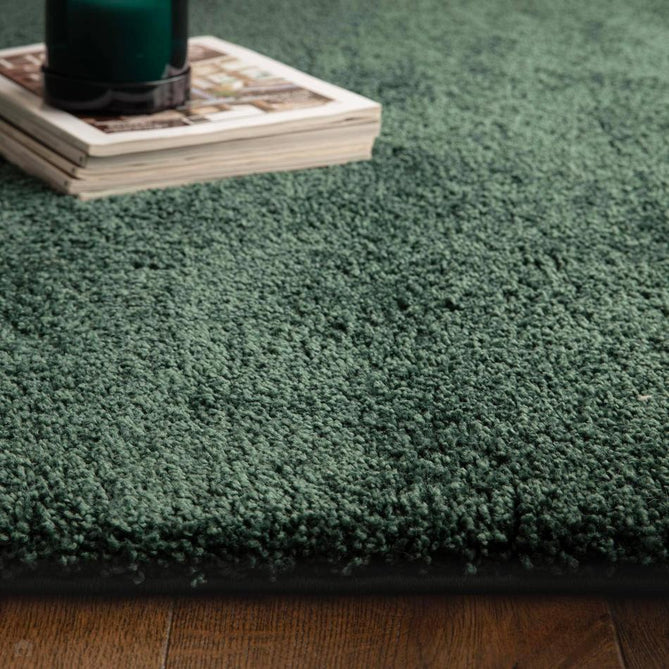 Atlas Plush Plain Soft Polypropylene Shaggy Forest Green Rug-Asiatic Carpets-Rug Love - The Most Loved Rug Store