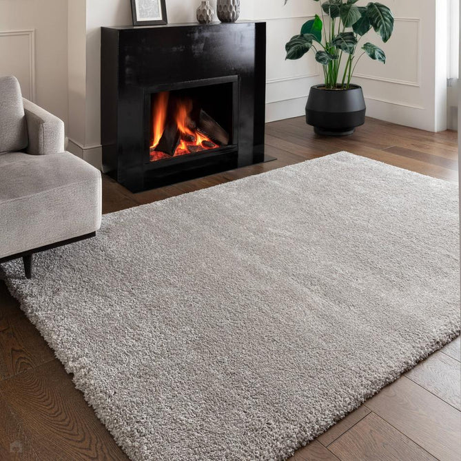 Atlas Plush Plain Soft Polypropylene Shaggy Silver Rug-Asiatic Carpets-Rug Love - The Most Loved Rug Store