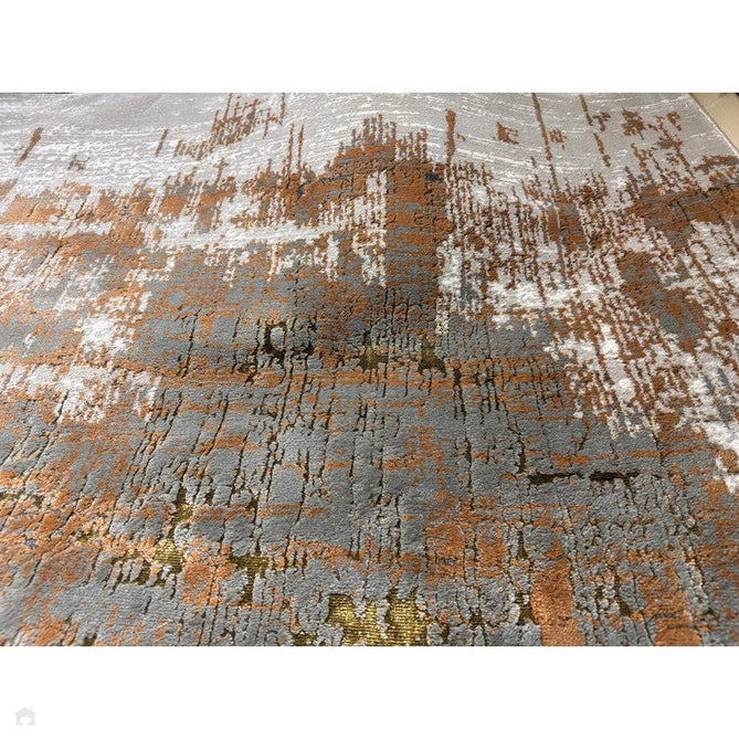 Aurora AU01 Dune Modern Abstract Distressed Marbled Metallic Shimmer Textured High-Density Soft Smooth Low Profile Polyblend Short-Pile Bronze/Gold/Rust Terracotta/Beige/Grey/Cream Runner