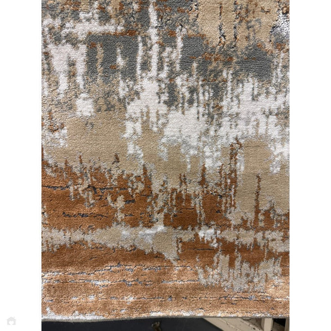 Aurora AU01 Dune Modern Abstract Distressed Marbled Metallic Shimmer Textured High-Density Soft Smooth Low Profile Polyblend Short-Pile Bronze/Gold/Rust Terracotta/Beige/Grey/Cream Runner