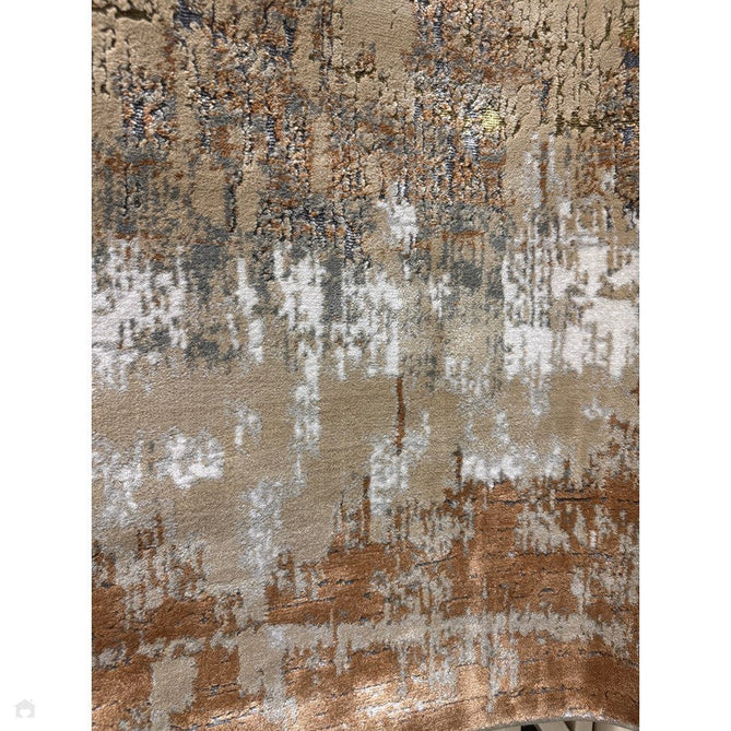 Aurora AU01 Dune Modern Abstract Distressed Marbled Metallic Shimmer Textured High-Density Soft Smooth Low Profile Polyblend Short-Pile Bronze/Gold/Rust Terracotta/Beige/Grey/Cream Runner
