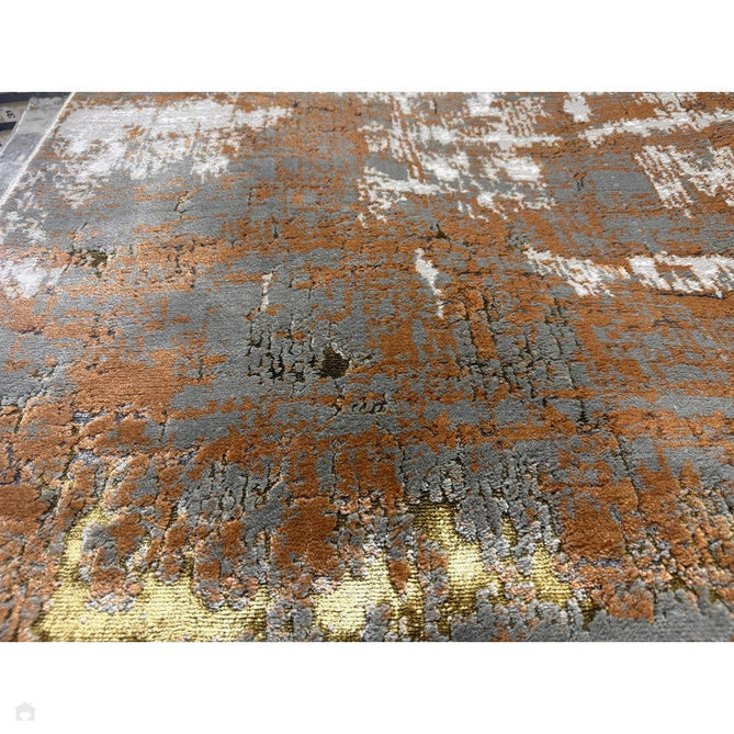 Aurora AU01 Dune Modern Abstract Distressed Marbled Metallic Shimmer Textured High-Density Soft Smooth Low Profile Polyblend Short-Pile Bronze/Gold/Rust Terracotta/Beige/Grey/Cream Runner