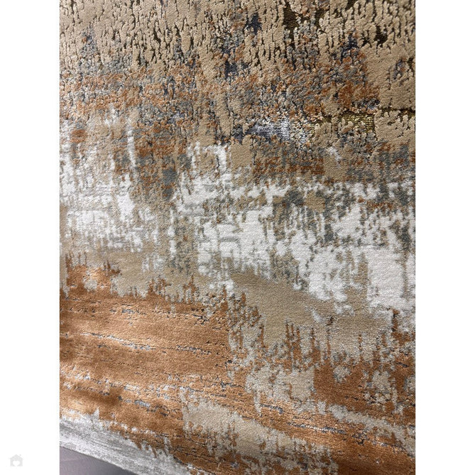 Aurora AU01 Dune Modern Abstract Distressed Marbled Metallic Shimmer Textured High-Density Soft Smooth Low Profile Polyblend Short-Pile Bronze/Gold/Rust Terracotta/Beige/Grey/Cream Runner