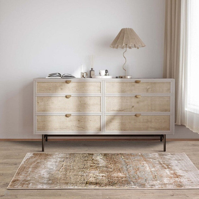 Aurora AU01 Dune Modern Abstract Distressed Marbled Metallic Shimmer Textured High-Density Soft Smooth Low Profile Polyblend Short-Pile Bronze/Gold/Rust Terracotta/Beige/Grey/Cream Runner